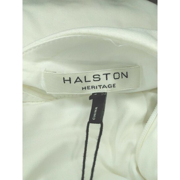 Halston Heritage Women's Size 4 Dress White Ivory Sheath Low Cut Halter $178 NEW - Picture 9 of 10